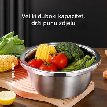 304 debeli nehrđajući čelik, posuda s zaobljenim rubom, višenamjenska posuda za začine, tučenje jaja, pranje povrća, ispiranje riže i mijesanje tijesta