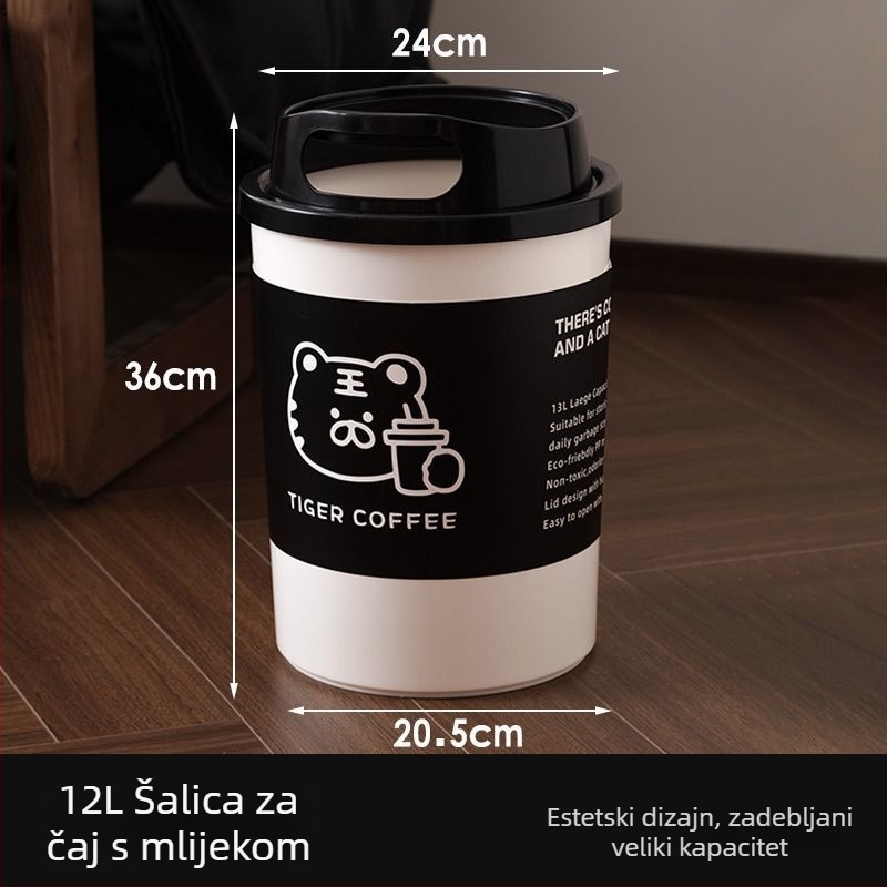 Styl koša za smeće za kupaonicu, pogodan za dnevni boravak, spavaću sobu, ispod stola i u ured, kapacitet 12 L, PP materijal.