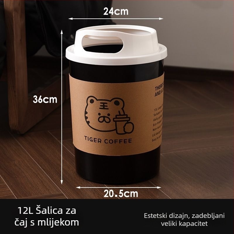 Styl koša za smeće za kupaonicu, pogodan za dnevni boravak, spavaću sobu, ispod stola i u ured, kapacitet 12 L, PP materijal.