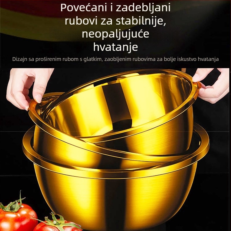 304 nehrđajući čelik, prehrambena kvaliteta, zlatna okrugla zdjela, svadbeni dekor, završetak imitacije bakra