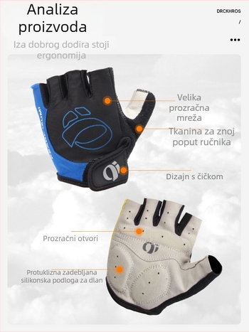 Rukavice za biciklizam s pola prsta i silikonskom dlanom, za cestovni bicikl, apsorpcija udara