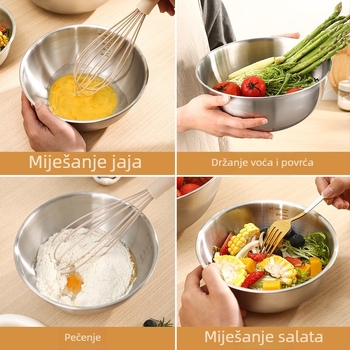 Set posuda od nehrđajućeg čelika 304 za kuhinju: salata, mućenje jaja, miješenje tijesta i posude za odvod