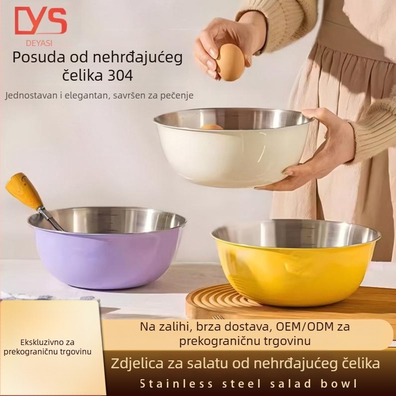 Set posuda od nehrđajućeg čelika 304 za kuhinju: salata, mućenje jaja, miješenje tijesta i posude za odvod