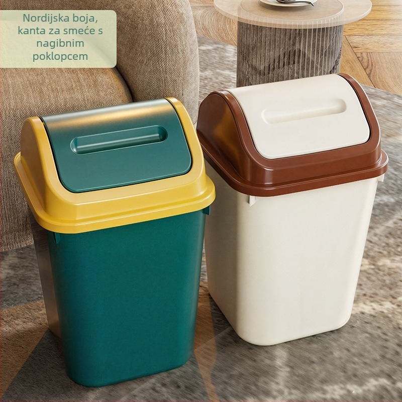 Kantica za otpad s poklopcem, plastična, kvadratna, 12 L i više, za kućnu upotrebu (dnevni boravak, kupaonica, kuhinja)