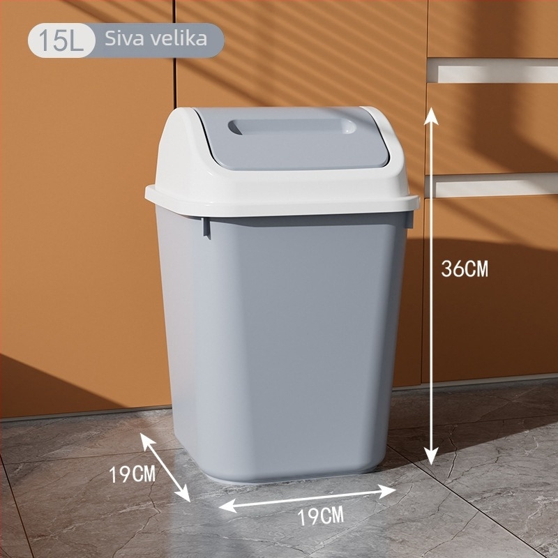 Kantica za otpad s poklopcem, plastična, kvadratna, 12 L i više, za kućnu upotrebu (dnevni boravak, kupaonica, kuhinja)