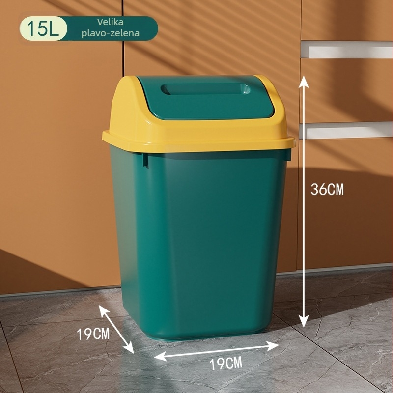 Kantica za otpad s poklopcem, plastična, kvadratna, 12 L i više, za kućnu upotrebu (dnevni boravak, kupaonica, kuhinja)