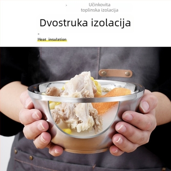 Posuda od nehrđajućeg čelika 201, velika kapaciteta, debeli zid, višefunkcionalna zdjela za juhu, rižu, povrće i pranje; okrugla, dva promjera: 14–15 cm i 18–19 cm