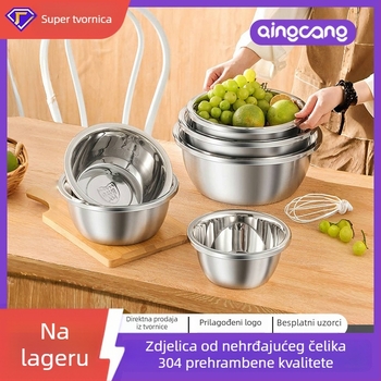 304 nehrđajući čelik kuhinjska posuda s odvodnim košarom, posuda za tuđenje jaja, pranje povrća i pripremu salata, višenamjenska posuda