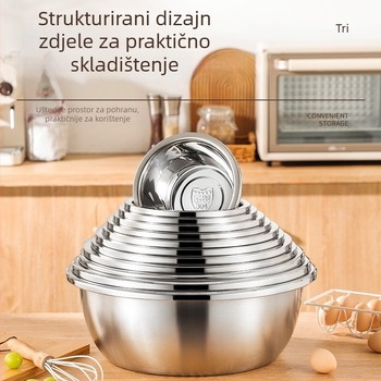 304 nehrđajući čelik kuhinjska posuda s odvodnim košarom, posuda za tuđenje jaja, pranje povrća i pripremu salata, višenamjenska posuda