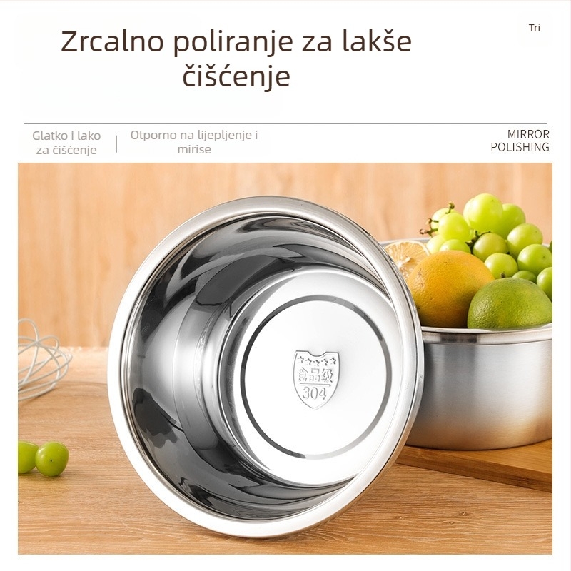 304 nehrđajući čelik kuhinjska posuda s odvodnim košarom, posuda za tuđenje jaja, pranje povrća i pripremu salata, višenamjenska posuda