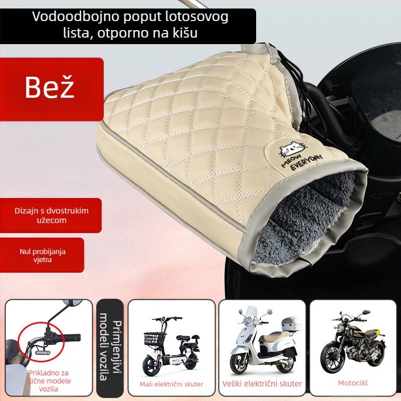 Zimske rukavice za električna vozila s pamukovim navlakama za ručice upravljača, vodootporne, debeli flis podstavljeni, otporne na vjetar i tople
