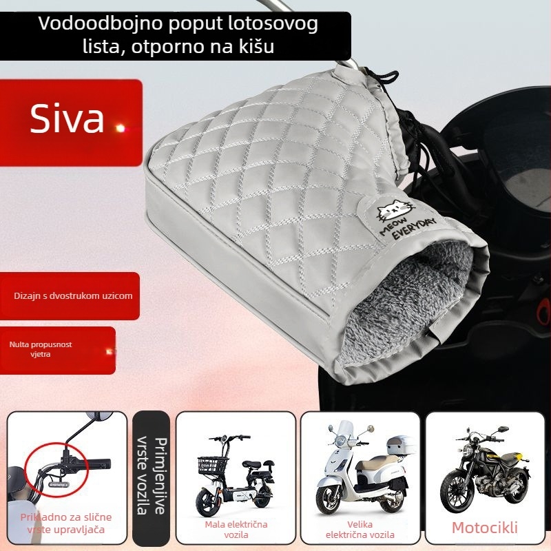 Zimske rukavice za električna vozila s pamukovim navlakama za ručice upravljača, vodootporne, debeli flis podstavljeni, otporne na vjetar i tople