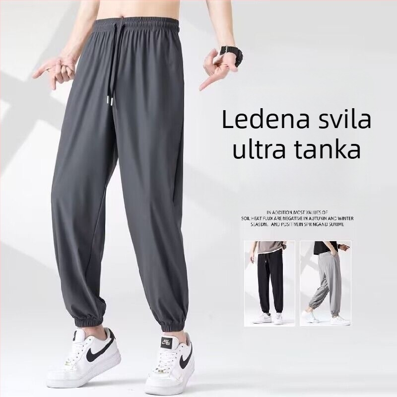 Muške ljetne lagane prozračne sportske hlače s manžetama pri gležnjevima
