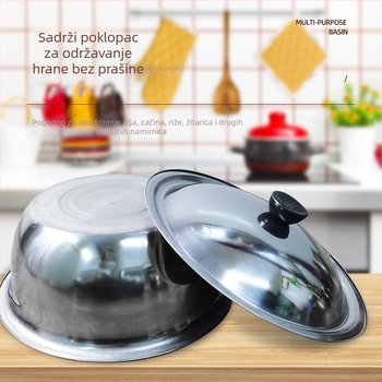 Nerđajući čelični spremnik s poklopcem, kuhinjska upotreba, za pranje povrća i posluživanje salate