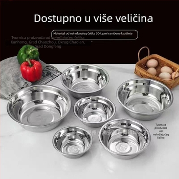 Kuhinjska posuda od nehrđajućeg čelika 304, prehrambene kvalitna, debela okrugla zdjela za juhu, ulje, pranje povrća i mućenje jaja