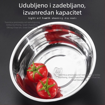 Kuhinjska posuda od nehrđajućeg čelika 304, prehrambene kvalitna, debela okrugla zdjela za juhu, ulje, pranje povrća i mućenje jaja