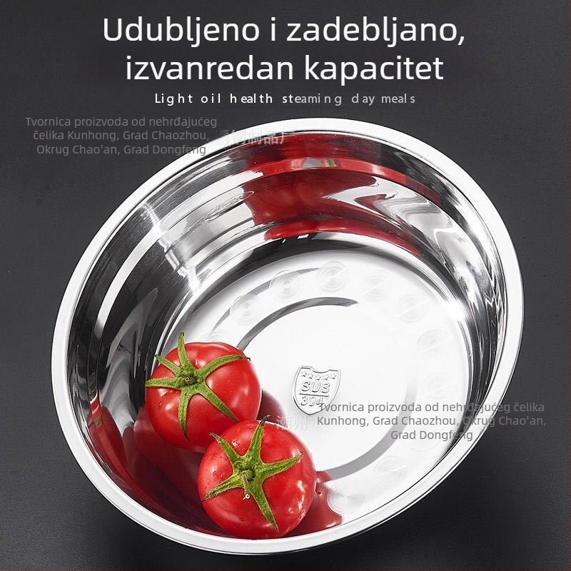 Kuhinjska posuda od nehrđajućeg čelika 304, prehrambene kvalitna, debela okrugla zdjela za juhu, ulje, pranje povrća i mućenje jaja