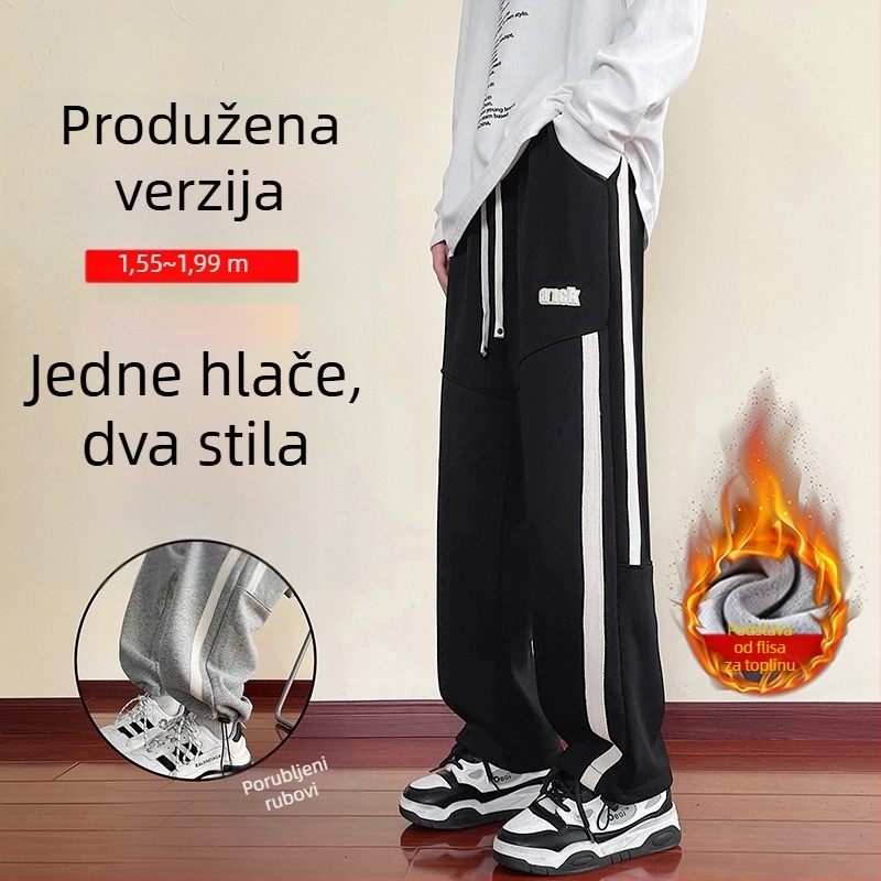 Nova verzija dugih zimskih hlača za trčanje s fleec podstavom, za tinejdžere i muškarce, dvostruki način nošenja, modernog stila