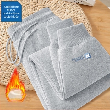 Muške zimske debeli fleece jogging hlače, casual, tople, udoban kroj, velika veličina, Silver Fox fleece