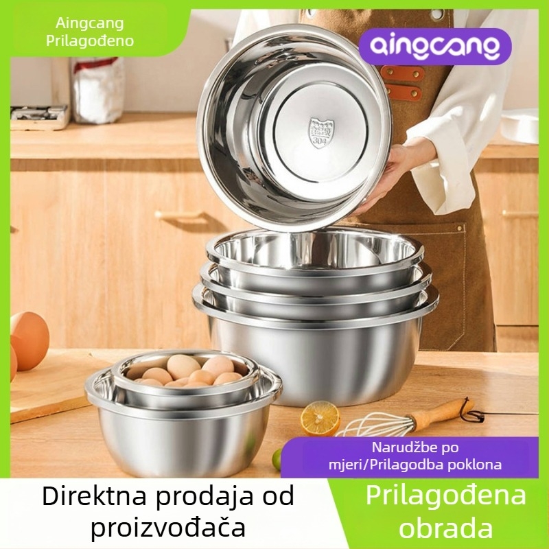 Kuhinjska zdjela od nehrđajućeg čelika 304, 18 cm — višefunkcionalna zdjela za miješanje, pranje povrća i tijesto.