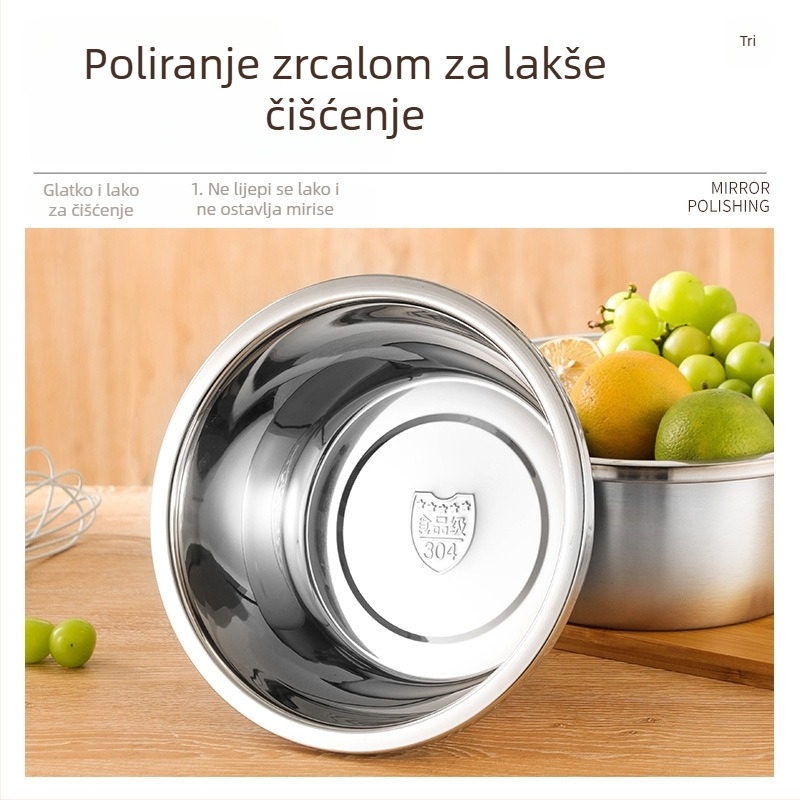 Kuhinjska zdjela od nehrđajućeg čelika 304, 18 cm — višefunkcionalna zdjela za miješanje, pranje povrća i tijesto.