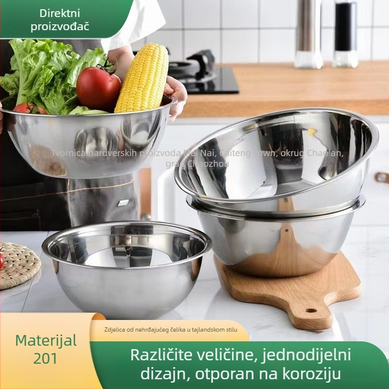 Nerđajući čelične višefunkcionalne zdjele s tajlandskim stilom: za juhu, miješanje, tijesto, salatu, voće i povrće