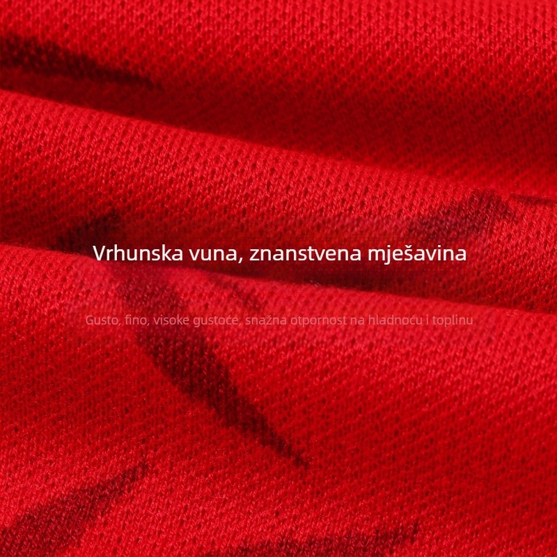 Zimski muški šal od vunene smjese, debeo za toplinu i zaštitu od vjetra, kineska crvena, šal za vrat za vožnju biciklom na otvorenom