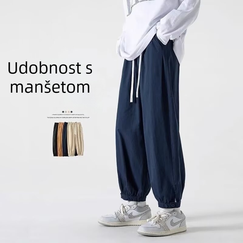 Muške hlače u japanskom stilu, retro casual, lagane pamukaste jogger hlače s opuštenim krojem