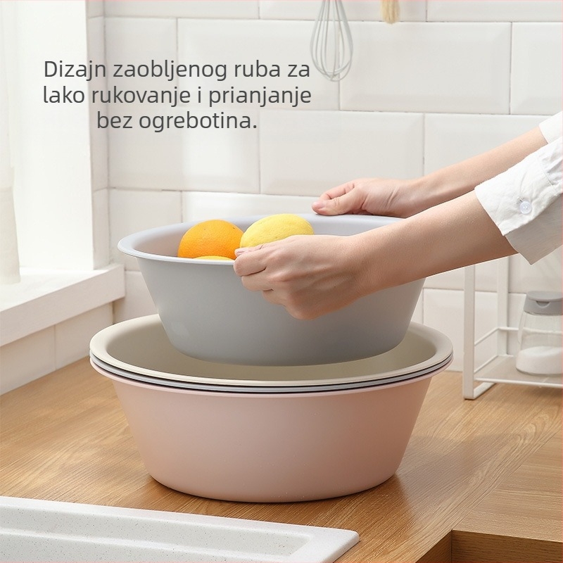 Bijeli plastični umivaonik, velik kapaciteta, višenamjenski bazen za pranje rublja i pranje lica, pogodno za dom i studentski dom.