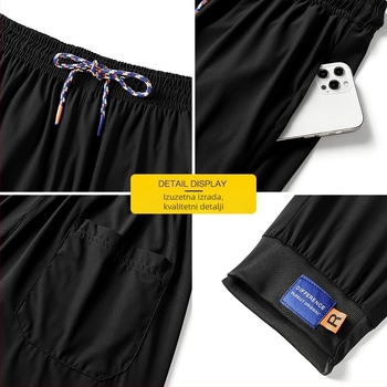 Muške ljetne sportske hlače, tanke Ice Silk, brzo sušeće, za trčanje i opušteno nošenje, širok kroj, duge hlače, visokim strukom, bez pojasa, model za parove
