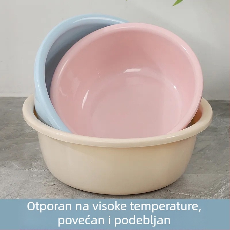 Plastična okrugla posuda za pranje lica i povrća, višestruke namjene, pogodna za studentske domove, promjer oko 24 cm