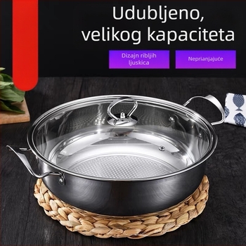 Lonac od nehrđajućeg čelika za hot pot, kapaciteta 4,1–6 L, nelepiv, za kućnu i poslovnu upotrebu, kompatibilan s plinskim i indukcijskim pločama