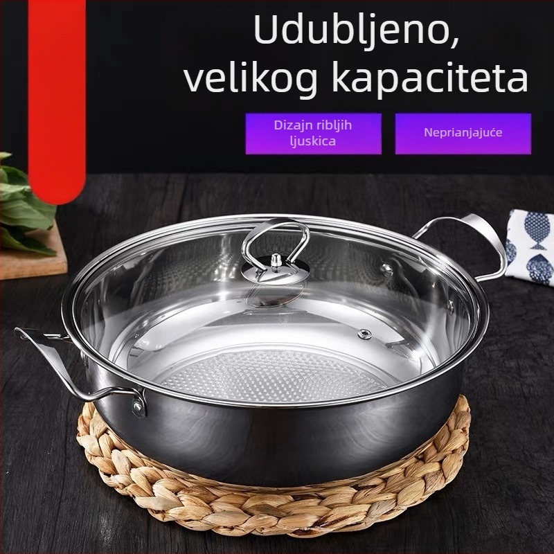 Lonac od nehrđajućeg čelika za hot pot, kapaciteta 4,1–6 L, nelepiv, za kućnu i poslovnu upotrebu, kompatibilan s plinskim i indukcijskim pločama