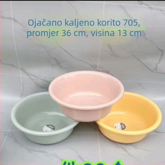 Tvrdo kaljeno plastično korito za lice i pranje povrća, promjera 30 cm, kućna upotreba