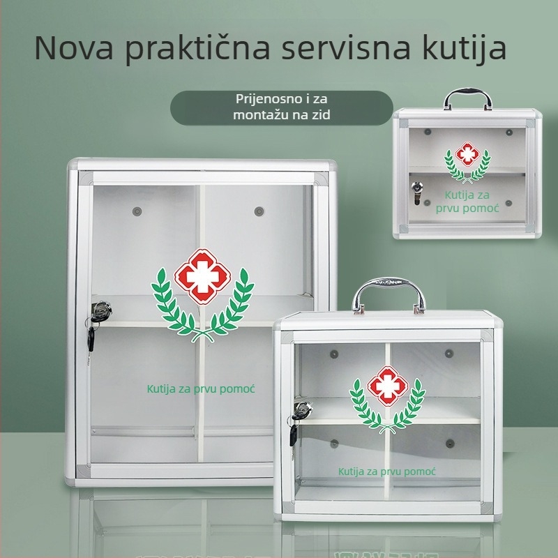 Zidna kutija za lijekove za hitne slučajeve, kutija za skladištenje lijekova od aluminijske legure, kućna kutija prve pomoći