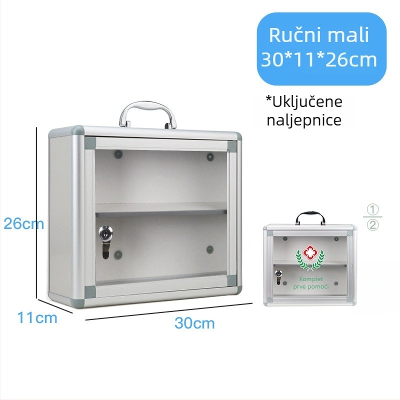 Zidna kutija za lijekove za hitne slučajeve, kutija za skladištenje lijekova od aluminijske legure, kućna kutija prve pomoći