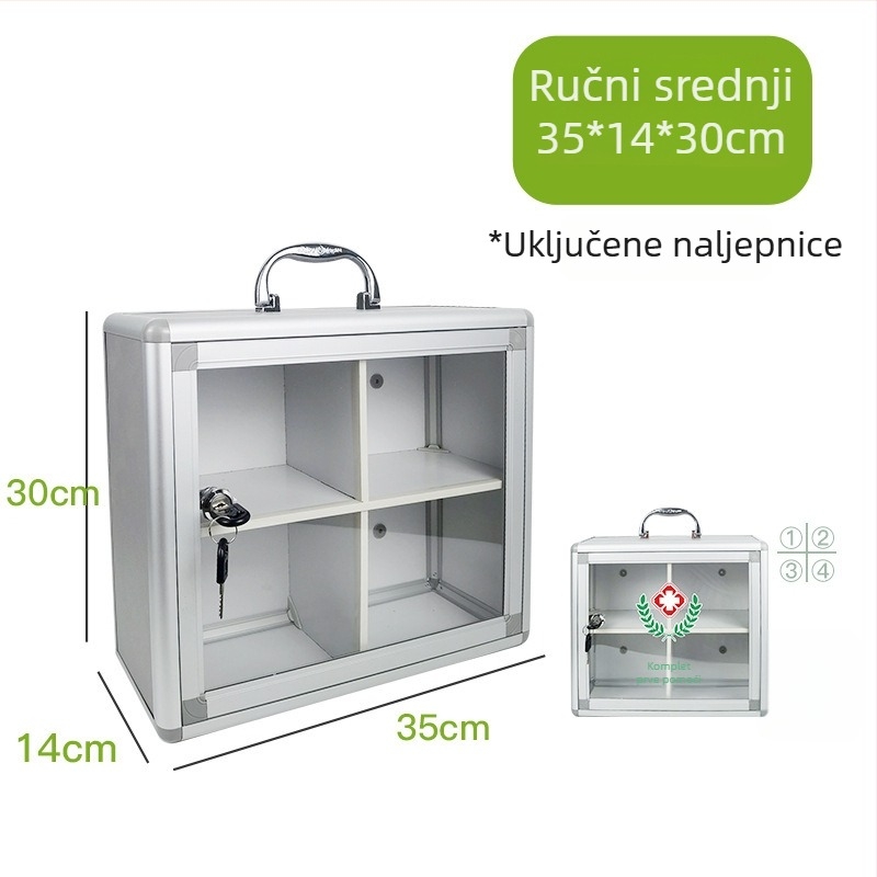 Zidna kutija za lijekove za hitne slučajeve, kutija za skladištenje lijekova od aluminijske legure, kućna kutija prve pomoći