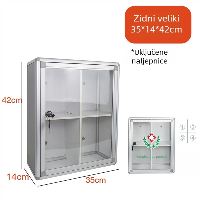 Zidna kutija za lijekove za hitne slučajeve, kutija za skladištenje lijekova od aluminijske legure, kućna kutija prve pomoći