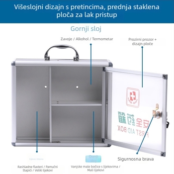 Višeslojna kutija za lijekove za kućnu upotrebu i kutija za prvu pomoć od aluminijske legure