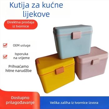 Dvojna obiteljska kutija za lijekove, velika kapaciteta, plastična kutija za pohranu lijekova za hitnu medicinsku skrb