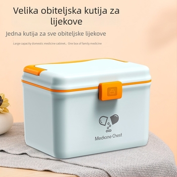 Dvojna obiteljska kutija za lijekove, velika kapaciteta, plastična kutija za pohranu lijekova za hitnu medicinsku skrb
