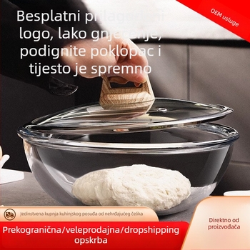 Staklena zdjela s poklopcem, kaljeno staklo, neprijanjajuća - za zamiješanje tijesta, šlag i jaja