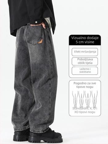 Muške vintage traperice za jesen, isprane, udobne ravne nogavice, denim