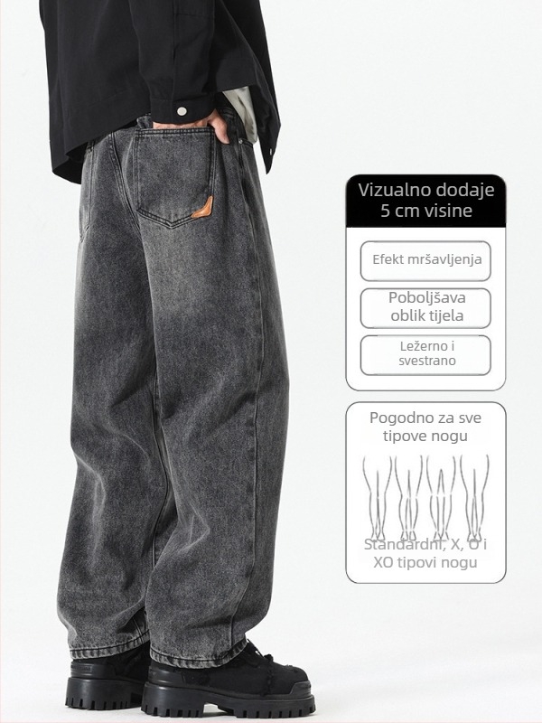 Muške vintage traperice za jesen, isprane, udobne ravne nogavice, denim