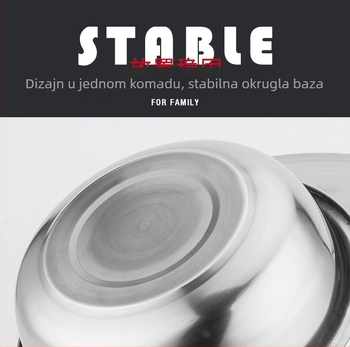 Velika posuda od nehrđajućeg čelika za kuhinju, duboka okrugla zdjela za miješenje tijesta, pranje posuđa i začinjanje.