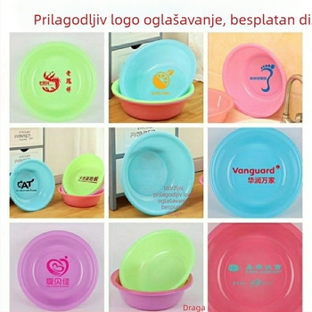 Debeli plastični umivaonik s reklamom tiskom, kružnog oblika, velikog kapaciteta