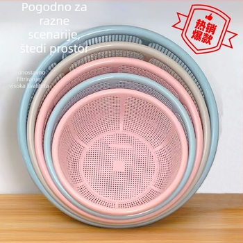 Plastična posuda za pranje povrća u kuhinji, odvodni koš za isušivanje, skladišna košara za tanjure i pribor, obiteljsko pakiranje