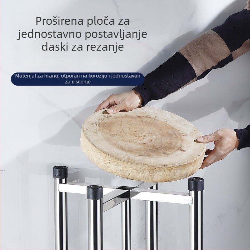 Stalak za daske za rezanje od debelog nehrđajućeg čelika, podni stalak, samostojeći držač noževa i integrirani kuhinjski prostor za pohranu, višenamjenski nosač.