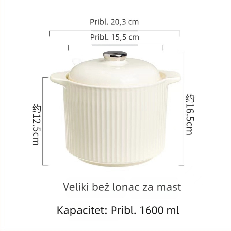 Keramička posuda za čili ulje s dvije ručke i žličicom, velika kapaciteta, s poklopcem, otporna na visoke temperature.
