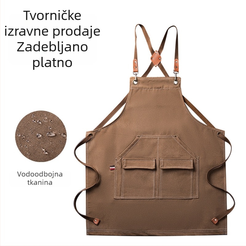 Debeli vodootporni platneni pregača za kuhinju, crtanje, vrtlarstvo, baristu i restoran; otporna na masnoće